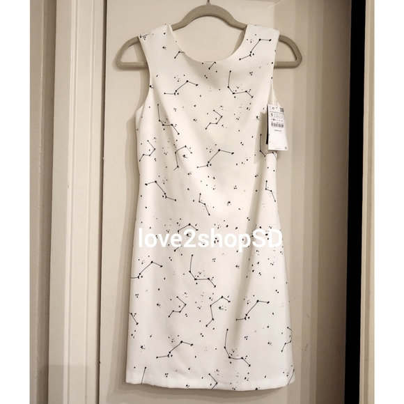 Zara Constellation Print white dress S Trafaluc 7984 NWT - Picture 5 of 6